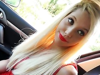 French Blonde in Red Lipstick