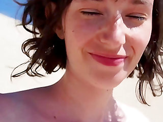 Brunette sexy wife gets banged and creampied outdoors with her man