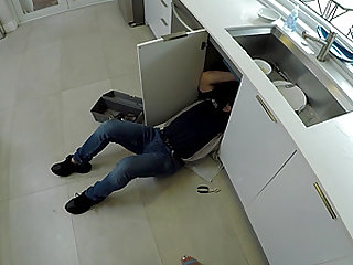 The kitchen floor is the best place for having amazing sex with Dana Wolf